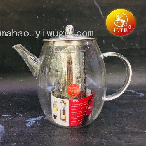 High Temperature Resistant Borosilicate Glass Teapot Stainless Steel Screen Filter Teapot
