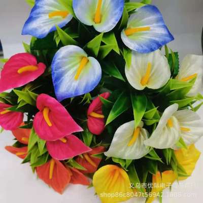 Mini Common Calla Five-Head Artificial Flower Single Home Restaurant Wedding Celebration Decoration Photography Touch Artificial Fake Bouquet