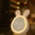 Cute Time Rabbit Alarm Clock Charging LED Luminous Digital Clock with Light Children Student Cartoon Mini Program Electronic Clock