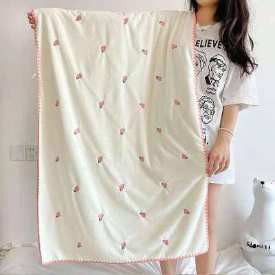 Fu Tian-Coral Velvet Embroidered Towel Fruit Embroidered Towel Soft Absorbent Thickening High Density Household Towels