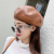 Beret Women's Pu Leather Summer Thin Beret Korean Style Autumn and Winter Black British Retro Pumpkin Painter Hat