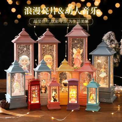 Luminous Snow Crystal Storm Lantern Music Box Decoration Scene Layout Decoration Gift Rotating Music Box