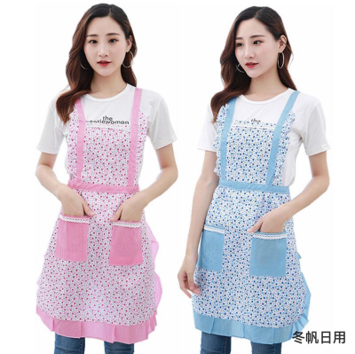 Apron Double-Layer Waterproof Kitchen Cooking Cute Princess Overclothes Korean Fashion Restaurant Apron Apron Overalls