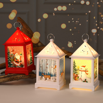 Christmas Luminous Flame Candle Small Wind Light Desktop Decoration Snowman Scene Layout Oil Lamp Scene Decoration