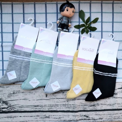 Yiwu Socks Wholesale Solid Color Candy Color Fine-Combed Cotton Socks Anti-Double Needle Jacquard Women's Socks