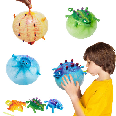 Amazon Hot Creative New Exotic Toy TPR Inflatable Animal Vent Toy Inflatable Dinosaur Bounce Ball