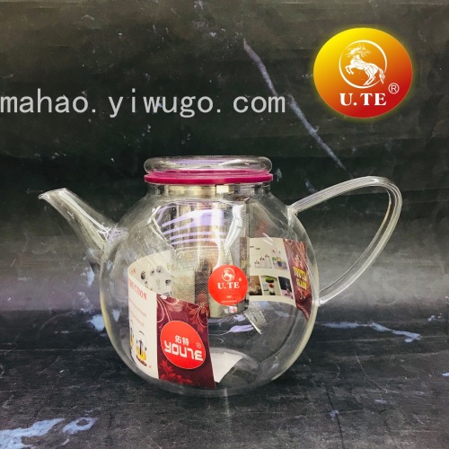 High Temperature Resistant Borosilicate glass Teapot Stainless Steel Strainer Teapot