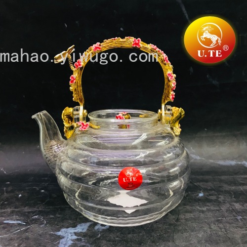 high temperature resistant straight fire thread borosilicate glass beam teapot