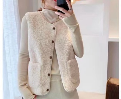 2020 Winter Short Korean Style Fur All-Matching Loose-Fitting Vest Tank Top Coat Lamb Wool Vest for Women