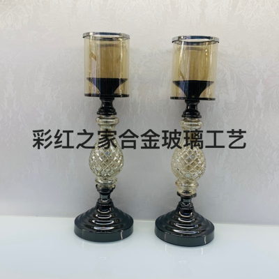 European Style Metal Candle Holder Decoration Light Luxury High-End Restaurant Romantic Candlestick Model Room Dining Table New House Home Ornament
