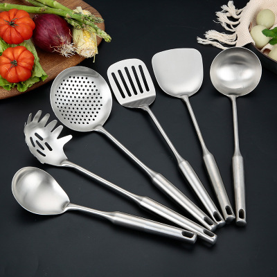 304 Stainless Steel Soup Ladle Spatula Spatula Slotted Spoon Meal Spoon Big Strainer Cooking Ladel Kitchenware Set Custom Logo
