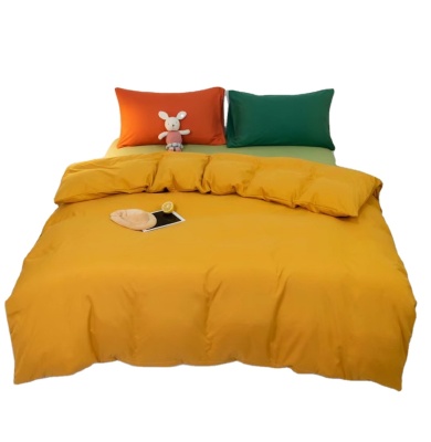 Promotional solid plain color 100% polyester bedding set, fi