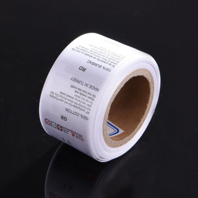 Factory Supply Polyester Nylon Heat Transfer Printed Ribbon Satin Wash Care Label Size Neck Washable Garment Labels Tag