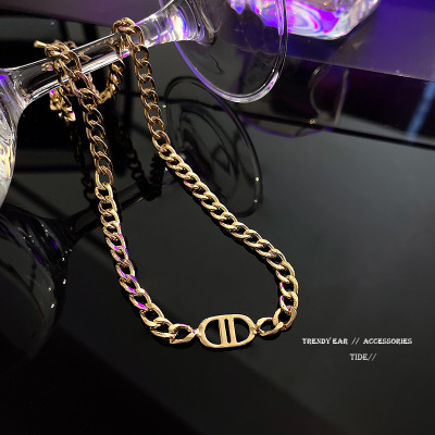 Metal Thick Chain Short Necklace for Women Ins Trendy Exaggerated Personalized Cold Style Sweater Chain Necklace Ornament