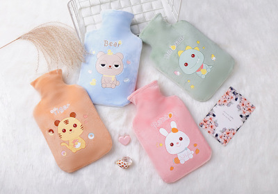 Cocoa Winter Hot Water Injection Bag Student Female Hot Compress Belly Hot-Water Bag Velvet Cover Cartoon Plush Warm Handbags