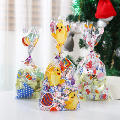 New Easter Candy Packaging Transparent OPP Flat Bag Chicken Egg Rabbit Pattern New Year Party Packaging
