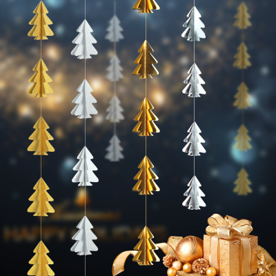 Christmas Decoration Supplies Christmas Pendant Three-Dimensional Christmas Tree Hanging Flag Latte Art Decorations Arrangement Window Party Pendant