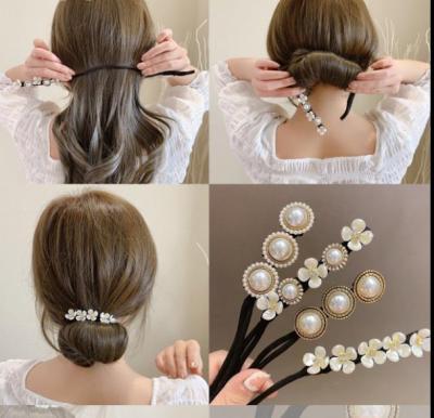Fairy Pearl Hair Band Shell Flower Fluffy Bun Korean Bud-like Hair Style Modeling Female Lazy Updo Gadget