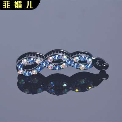 Card Hair Accessories Rhinestone Twist Clip Elegant Graceful Banana Clip Word Clip Vertical Clip Ponytail Clasp Head Accessories