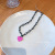 INS Internet Celebrity Same Style Hip Hop Style Pink Love Pendant Necklace Female Unique Design Clavicle Chain