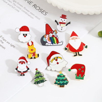 Creative Christmas Badge Brooch New Cartoon Brooch Clasp Sewing Free Anti-Unwanted-Exposure Buckle Clothing Accessories Cute Collar Pin