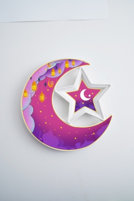 Ramadan Creative Ceramic Household Daily Necessities Color Daily Necessities Six Cups Six Plates Coffee Suit Star Moon