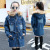 Girls' Fleece-Lined Denim Jacket 2021 New Winter Clothes Medium and Large Children's Mid-Length Cardigan Fashionable Thickened Top Windbreaker Tide