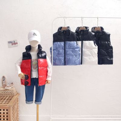 New Children's down Cotton Vest Young and Older Boys and Girls Autumn and Winter Thickening Disposable Stand-up Collar Waistcoat Outer Wear Children's Vest