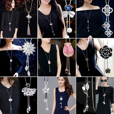 Korean Style New Simple Fashion Temperament Wild Clothing Long Sweater Chain Tassel Necklace Female Necklace Pendant Wholesale