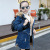 Girls' Fleece-Lined Denim Jacket 2021 New Winter Clothes Medium and Large Children's Mid-Length Cardigan Fashionable Thickened Top Windbreaker Tide