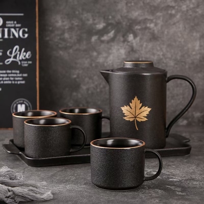 Creative Ceramic Household Daily Necessities Color Daily Necessities Six Cups Six Plates Coffee Suit Maple Leaves