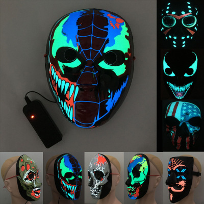 Luminous Mask Led Mask Halloween Clown Funny Disco PVC Props Factory in Stock