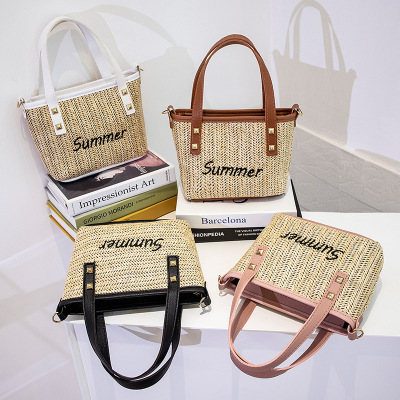 2021 Korean Style Summer Straw Woven Bag Women's Bag Casual Fashion Mini Shoulder Bag Internet Celebrity All-Match Women Handbag Bag