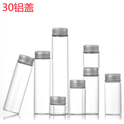 Diameter 30mm Transparent Glass Jar Aluminum Cover Borosilicate Pull Tube Bottle Straight Bottle Flower Tea Storage Tank Candy Jar