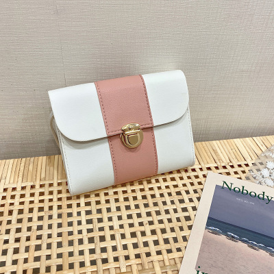 2021 Japanese and Korean New Twist Lock Women's Bag Casual Small Square Bag Shoulder Messenger Bag Fashion Color Contrast Mobile Phone Bag Pu Mini Pack