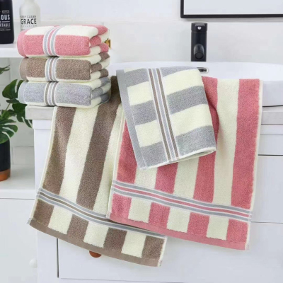 Striped 100 Cotton Towel Adult Face Towel Soft Absorbent Lint-Free Cotton Thickened Wholesale Return Gift