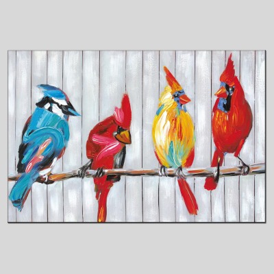 Colorful Parrot Hand Painted Animal Parrot Oil Painting Home Restaurant Hotel Club Decorative Painting Living Room Hanging Painting