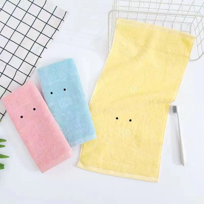 Kids' Towel Pure Cotton Household Absorbent Soft Face Washing Cute Cartoon Wholesale Baby Children Towel Lint-Free Pig