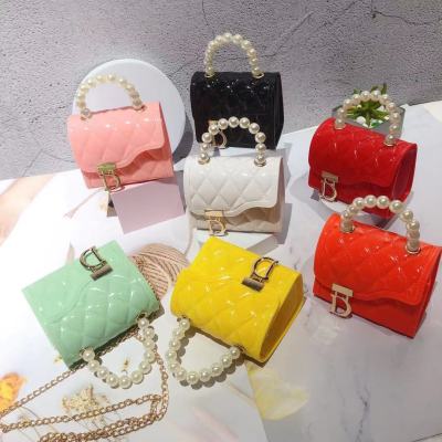 Summer Mini Bag for Women 2021 New Fashion Pearl Chain Small Square Bag All-Matching Jelly Shoulder Messenger Bag