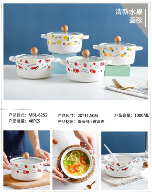New Creative Glass Ceramic Noddle Bowl Decals Crafts Household Supplies Daily Necessities