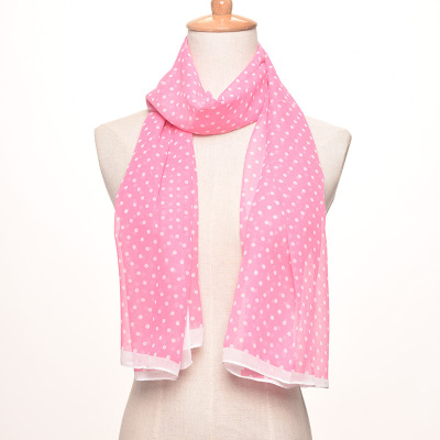 Korean Style Solid-Colored Sun Protection Shawl Summer Women's Polka Dot Mid-Length Chiffon Scarf Beach Towel