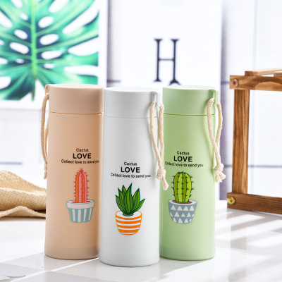 Wholesale New Creative Ins Glass Cup Succulent Cup Stall Water Cup Sealed Insulation Double Layer with Lid Customization
