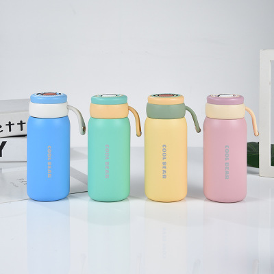 Cartoon Cute Girl Heart Thermos Cup Ins Letter Portable Compact College Water Cup Stainless Steel Insulation Student Cup