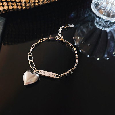 Bracelet Fashion European and American Style Metal Heart Temperamental Bracelet Female Personality Temperamental Cold Style Bracelet