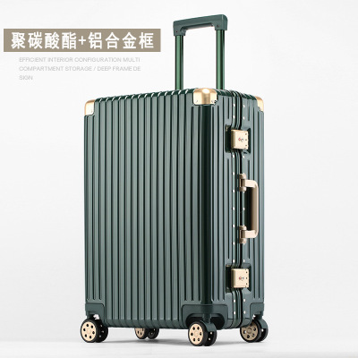 New Glossy Hard-Side Suitcase Student Suitcase 20-Inch Trolley Case Wholesale Aluminum-Magnesium Alloy Trolley Case 24-Inch Boarding