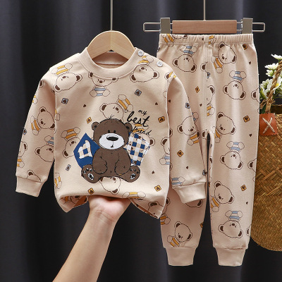 Children's Underwear Suit Cotton New Boys' Home Wear Keep Baby Warm Girls' Long Johns Top & Bottom Suit Children's Clothing