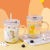 Glass Water Cup Household with Scale Baby Milk Cup Children with Lid Creative Straw Cup with Handle Breakfast Cup