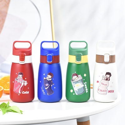 Kuleduo Multi-Color Straw Thermal Insulation Cup Cartoon Character Drink Series Water Cup inside and outside 304 Stainless Steel Tea Cup