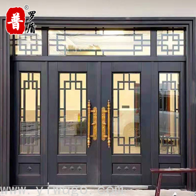 Zinc Alloy Splicing Glass Door First Floor Entry Door Tempered Glass Door Good Transparency Villa Entry Door