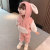 Girls' Suit Autumn and Winter Clothing 2021 New Girl's Children Fleece-Lined Two-Piece Suit Winter Thickened Baby Girl Clothes